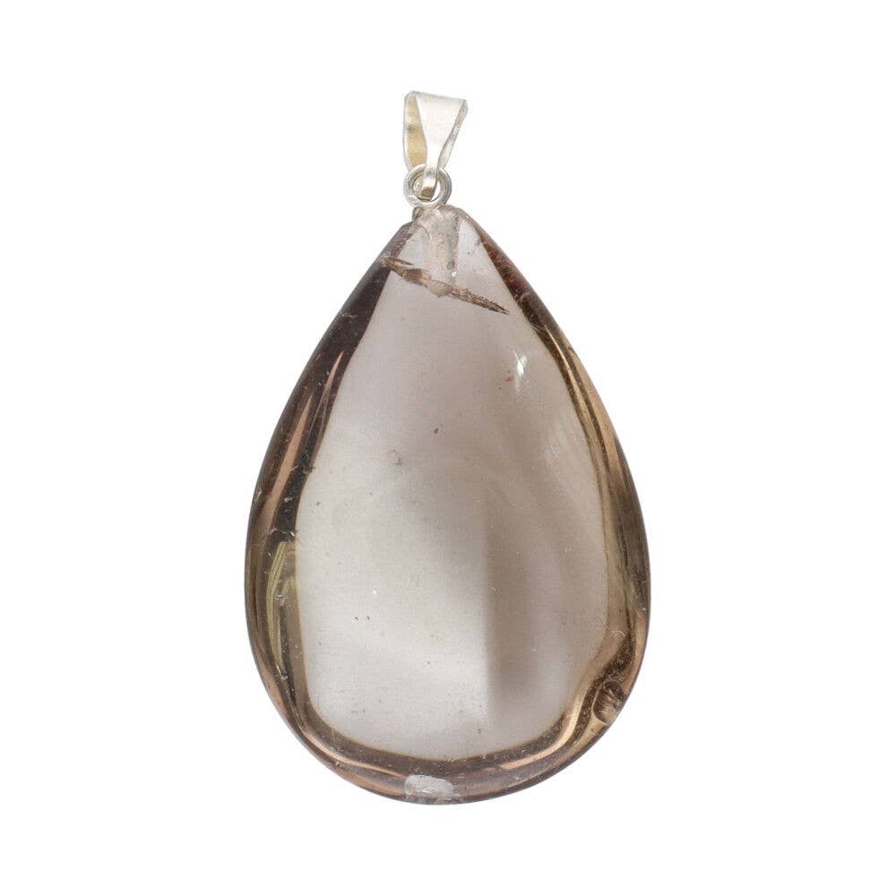 Collana con ciondolo a goccia in quarzo fumé