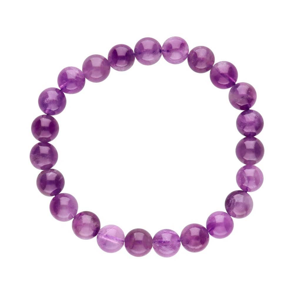 Bracciale in ametista con perle lisce da 8 mm