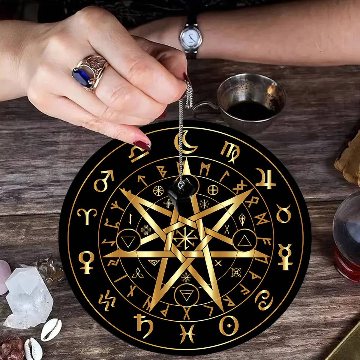 Tappetino per Pendolo Astrologico con Simboli Runici 15cm