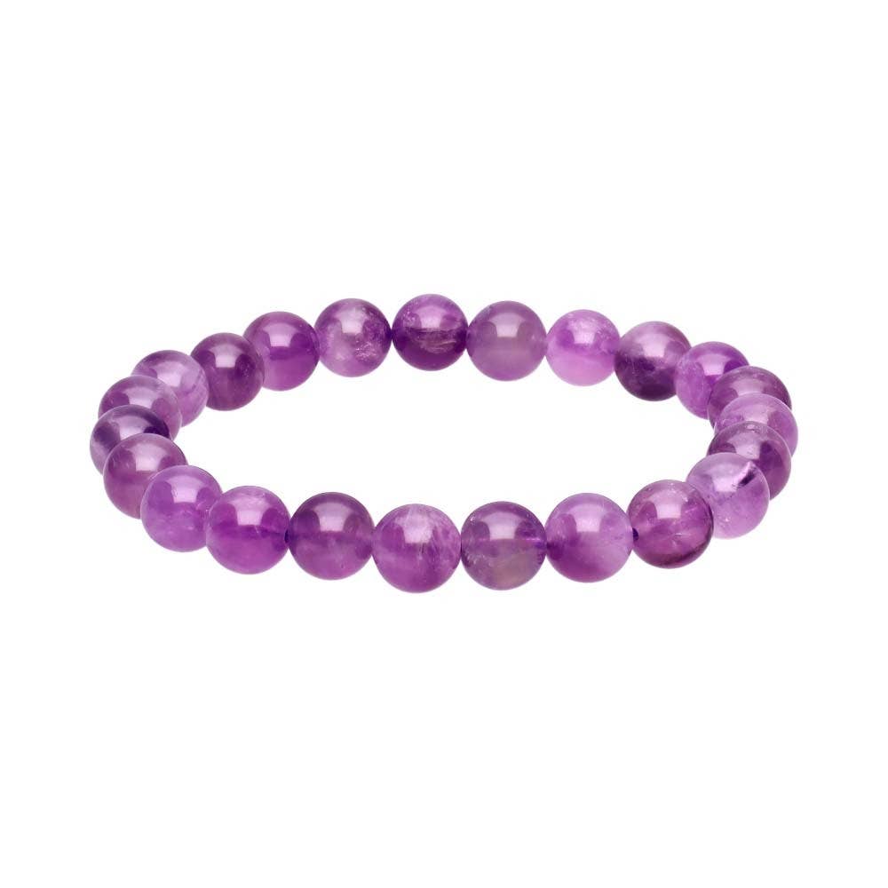 Bracciale in ametista con perle lisce da 8 mm
