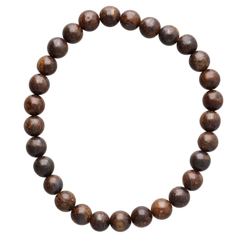 Bracciale elastico in bronzite con perle da 6 mm