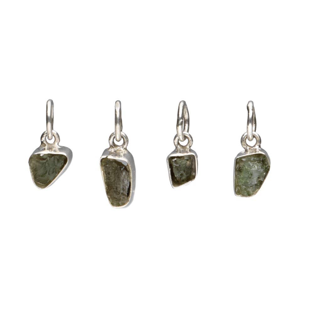 Collana acciaio con ciondolo in moldavite e argento 925