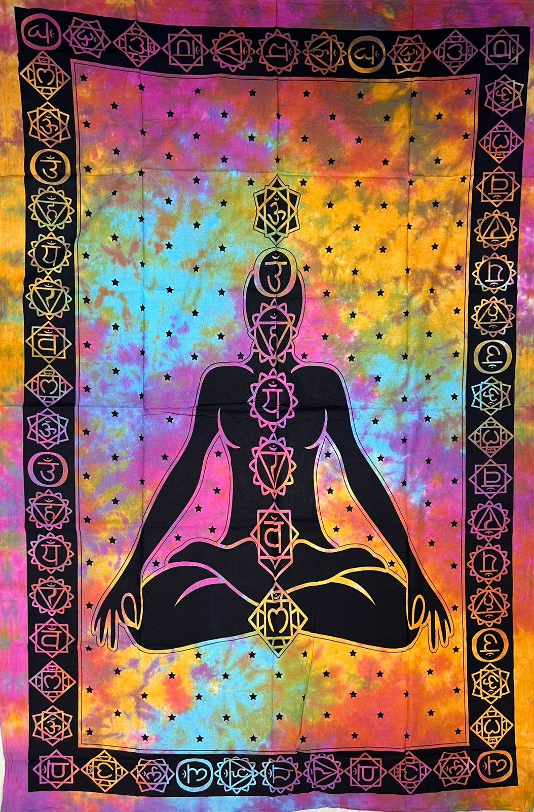 Telo Decorativo 7 Chakras Meditazione Tie-Dye 75x105 cm