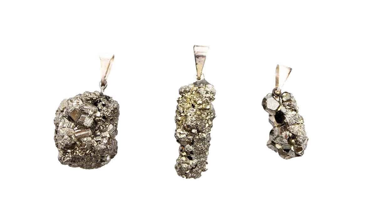 Collana Pirite Grezza Acciaio Inox 45 cm