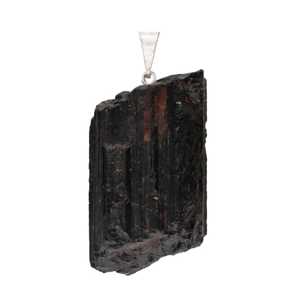 Collana con pendente in tormalina nera grezza