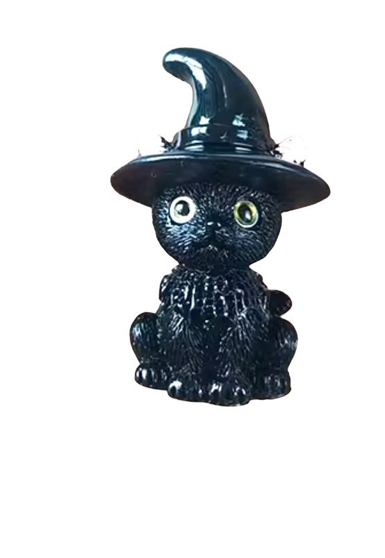 Gattino Nero Portafortuna con Cappello da Strega