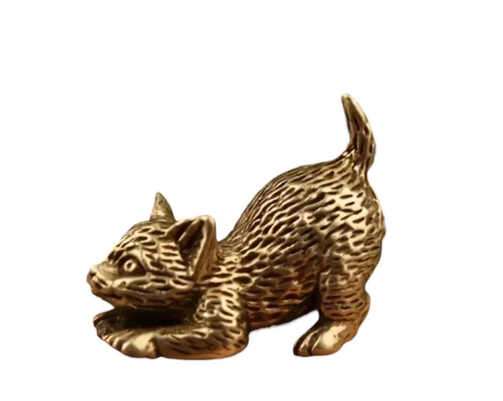 Gatto Stiracchiato in Ottone