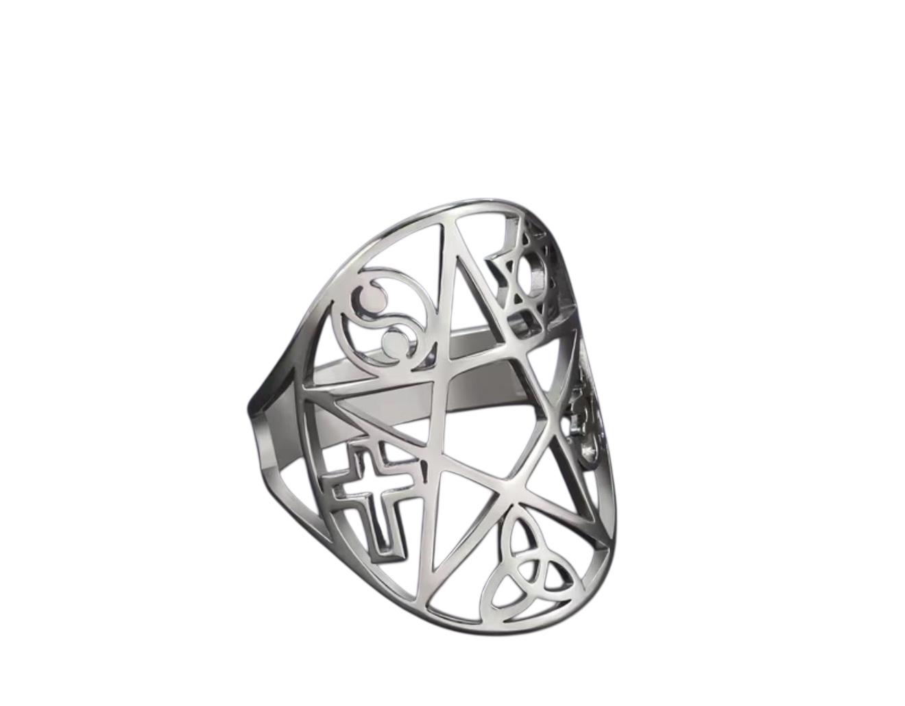 Anello in acciaio inox regolabile con simboli