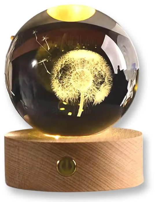 Lampada Sfera Cristallo con Base LED - Luce Calda 8cm