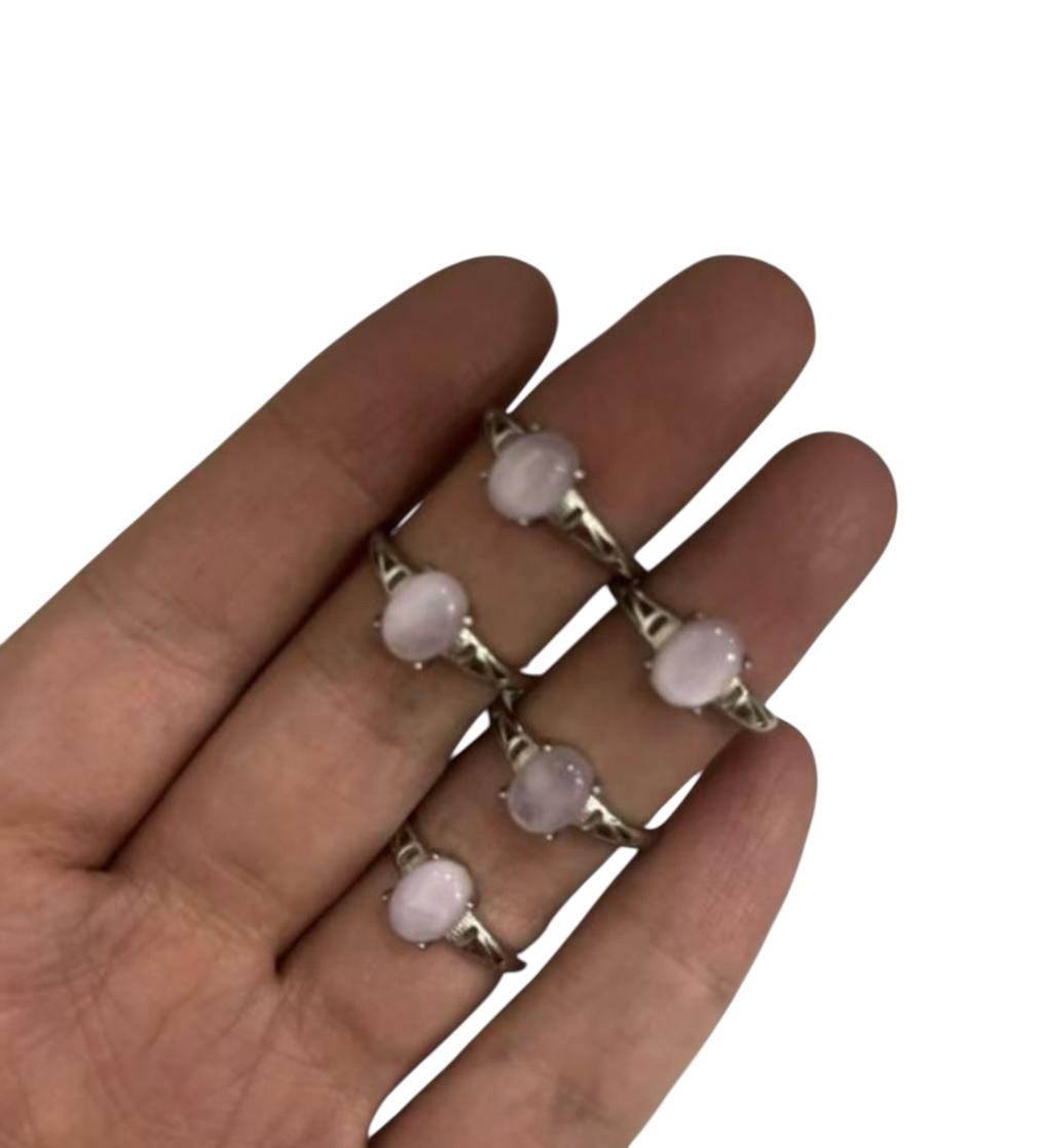 Anello Rame Placcato Argento Regolabile Kunzite