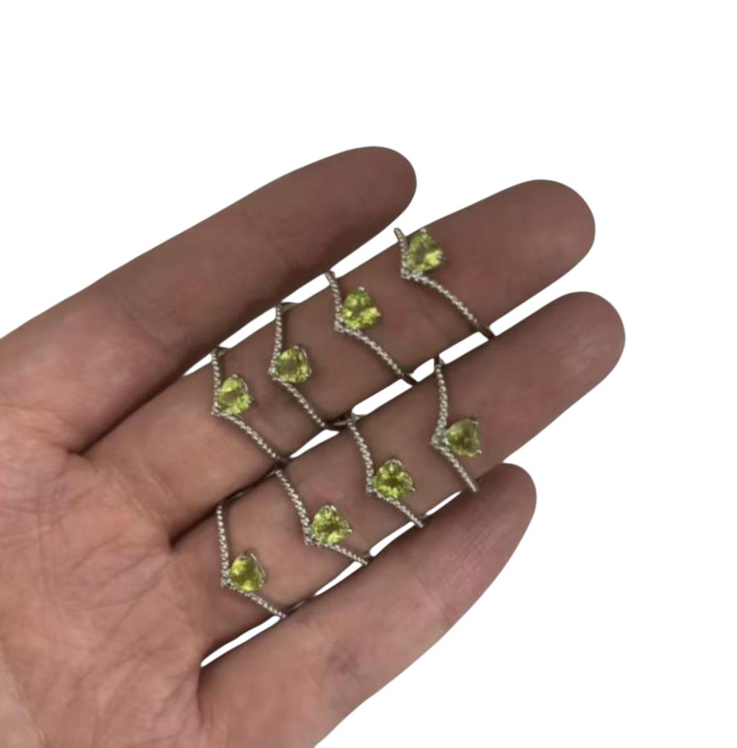 Anello Rame Placcato Argento Regolabile Coroncina Peridoto