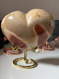 Cuore Grande in Diaspro Policromo con Supporto in Metallo