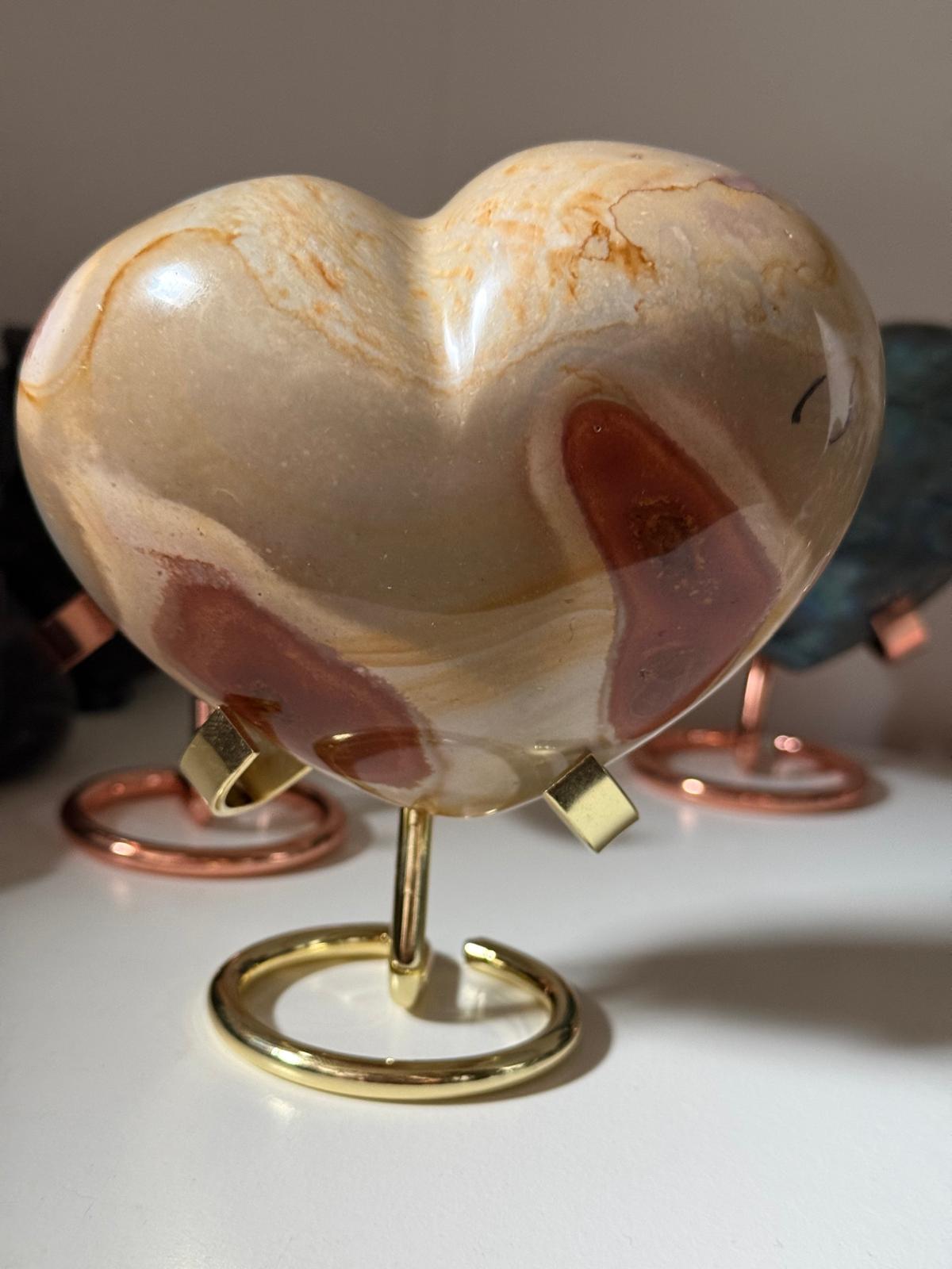 Cuore Grande in Diaspro Policromo con Supporto in Metallo