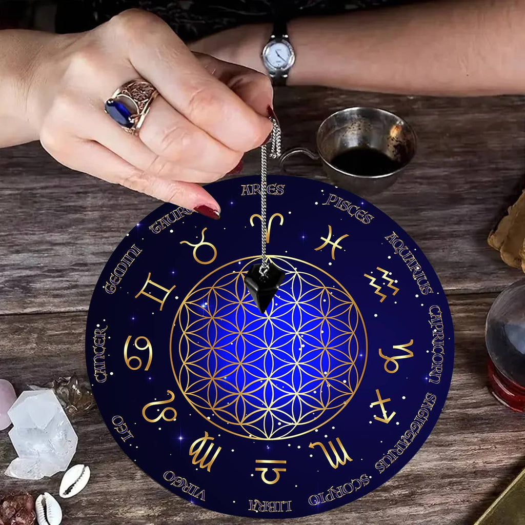 Tappetino per Pendolo Fiore della Vita con Zodiaco 15cm