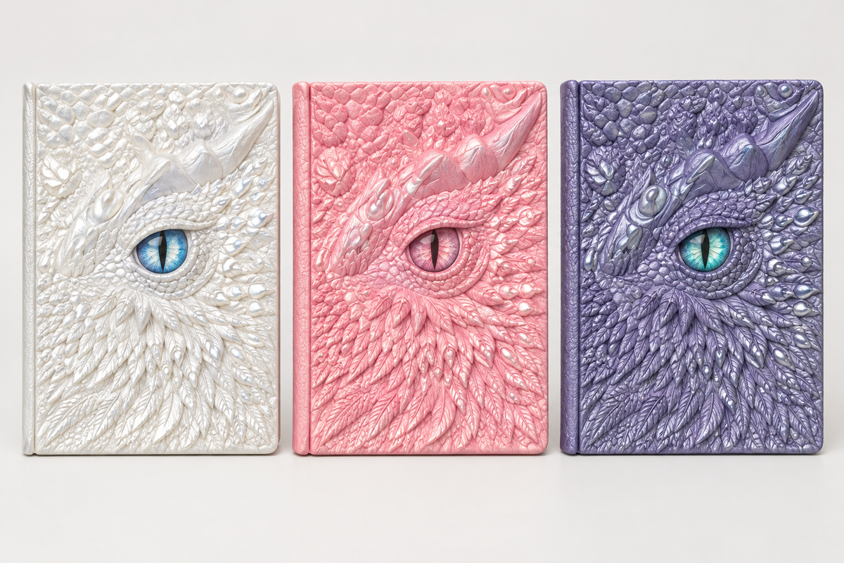 Agenda Occhio di Drago nei colori bianco, rosa e viola