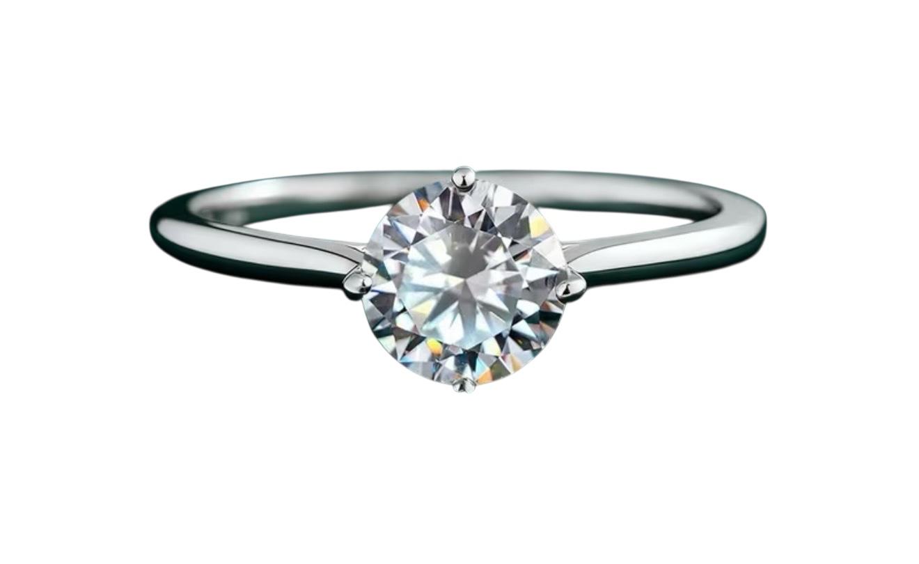 Anello Solitario in Argento con Moissanite