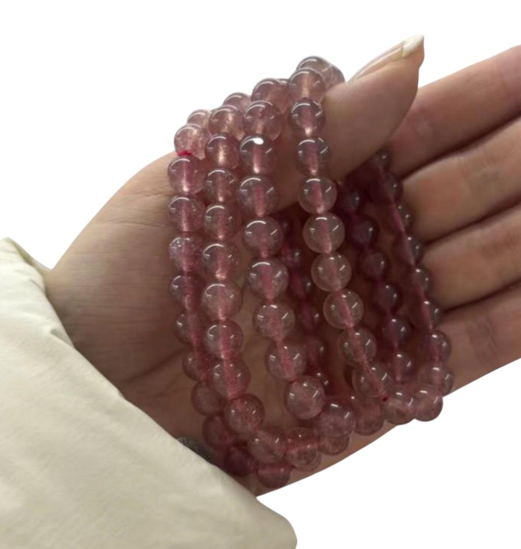 Bracciale 8mm Quarzo Fragola
