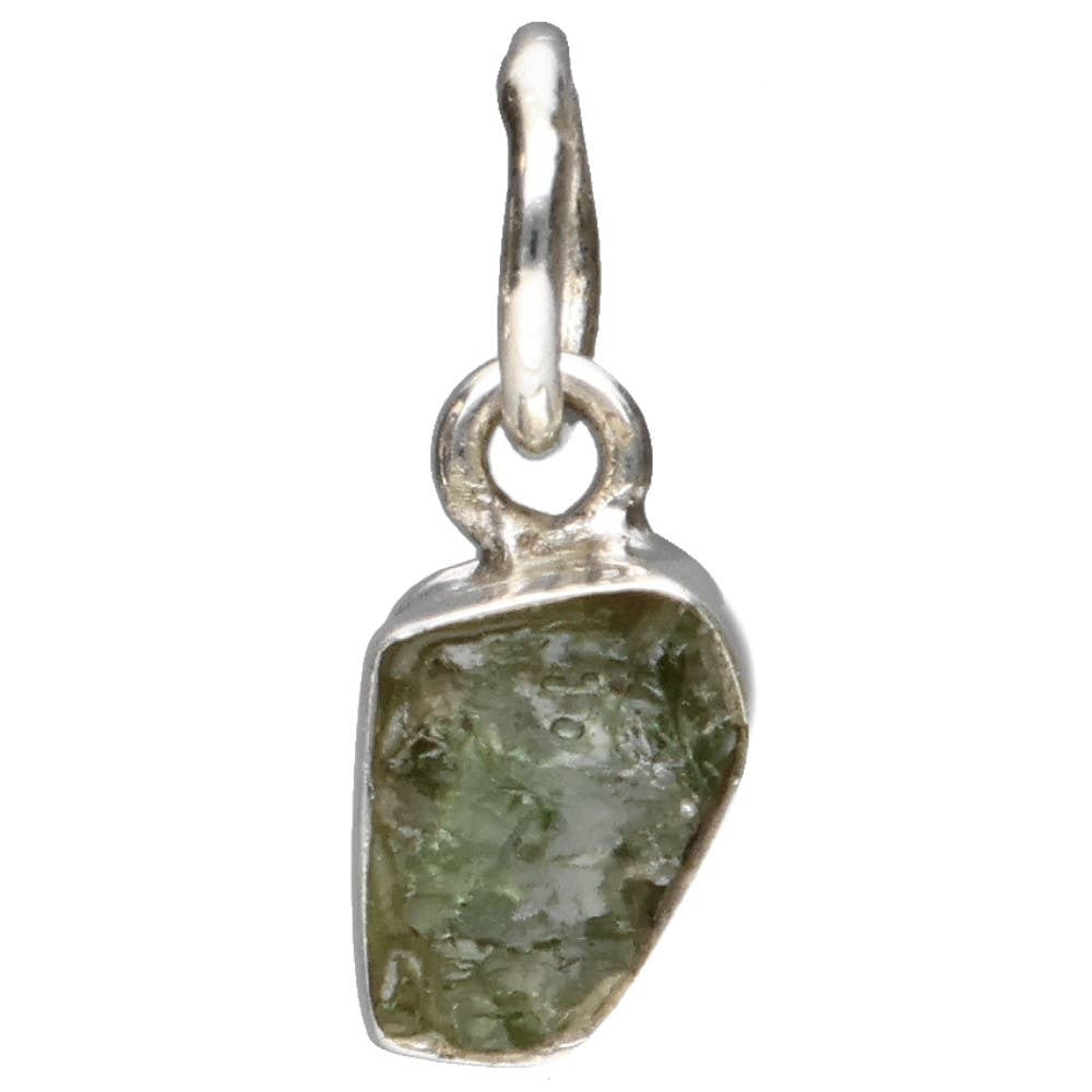 Collana acciaio con ciondolo in moldavite e argento 925