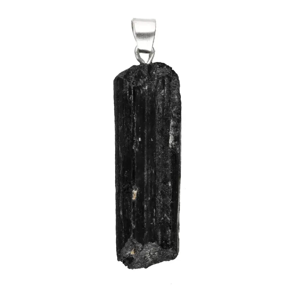 Collana con pendente in tormalina nera grezza