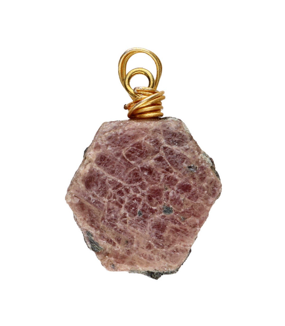 Collana con ciondolo in rubino grezzo e finitura dorata