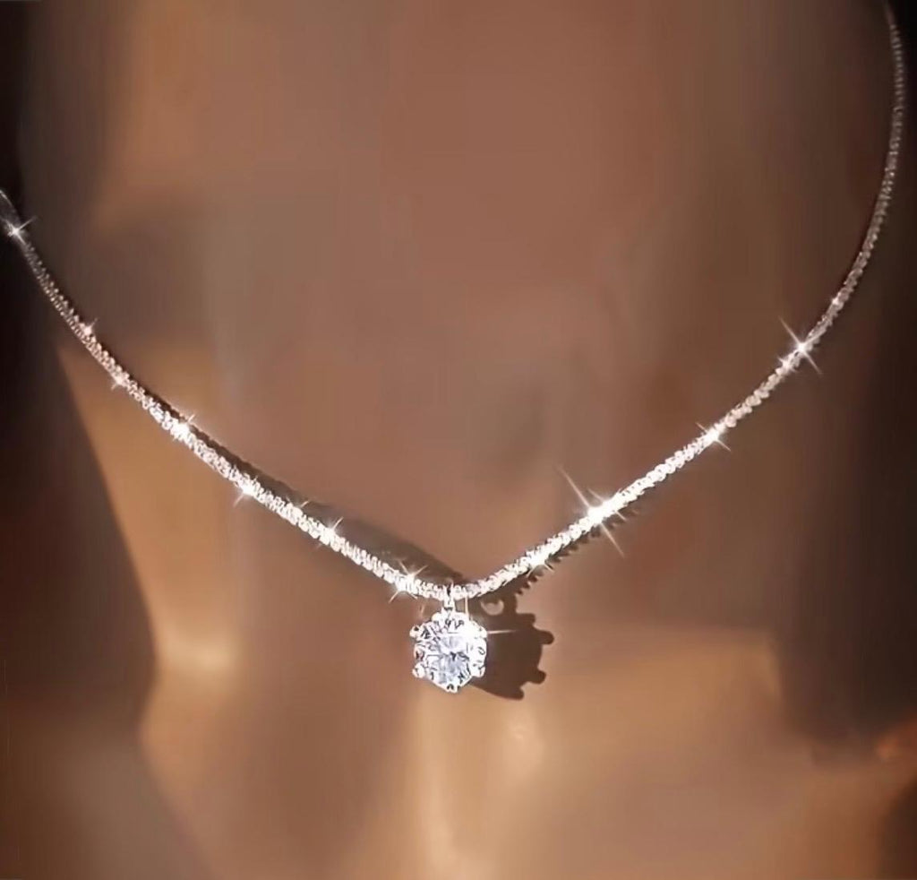 Collana Solitario in Argento con Moissanite 2ct