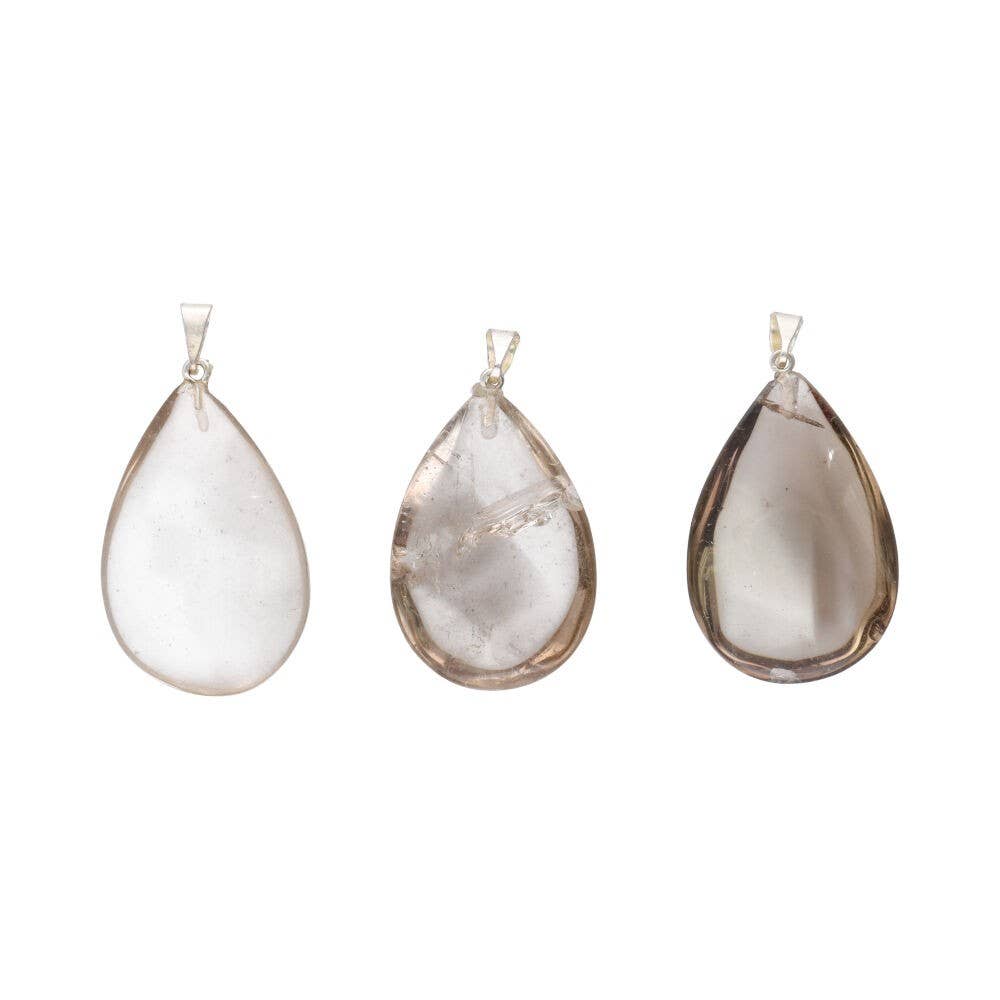 Collana con ciondolo a goccia in quarzo fumé
