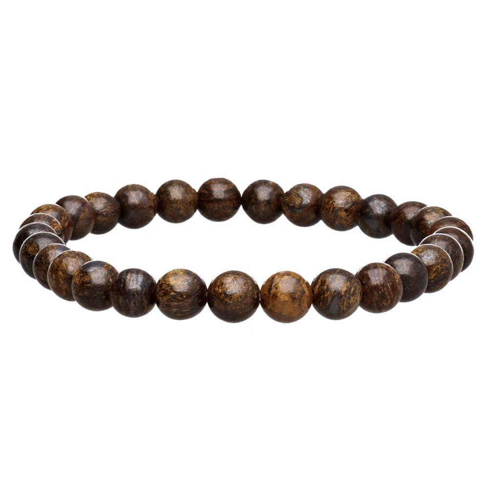 Bracciale elastico in bronzite con perle da 6 mm