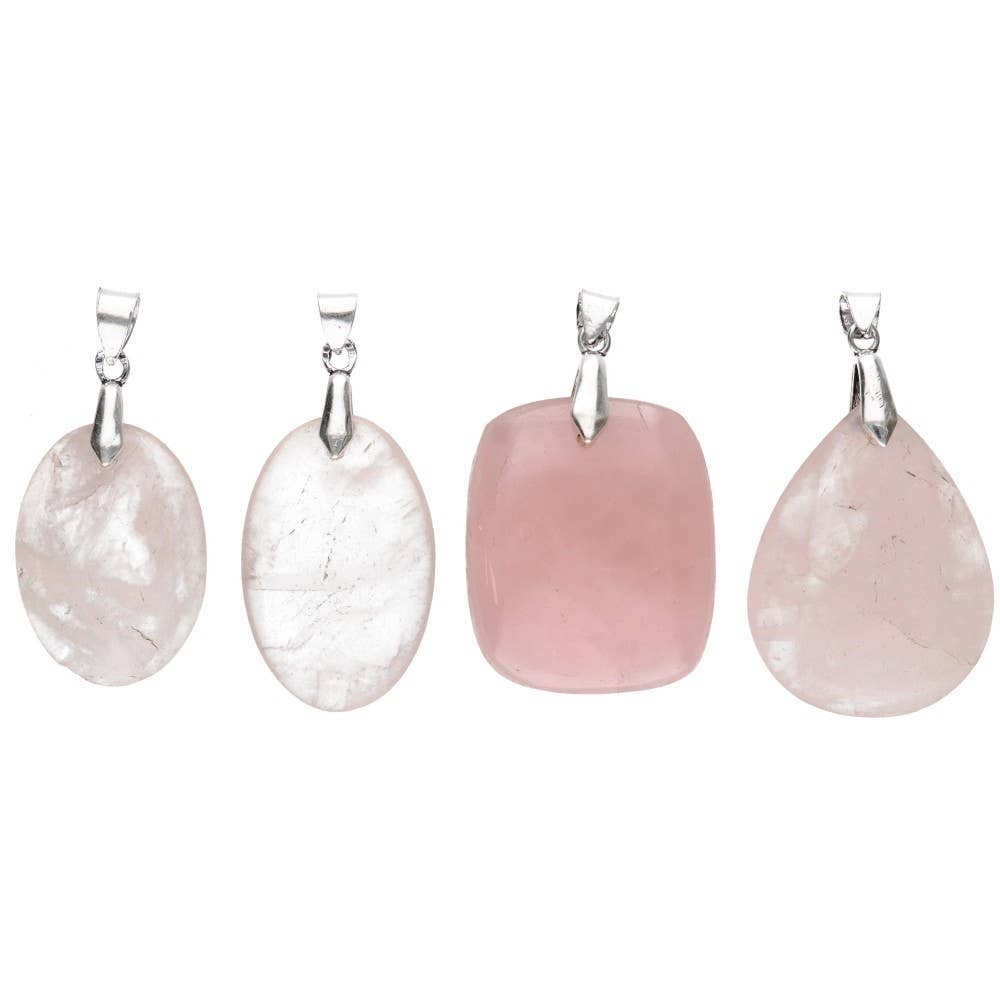 Collana con ciondolo cabochon in quarzo rosa