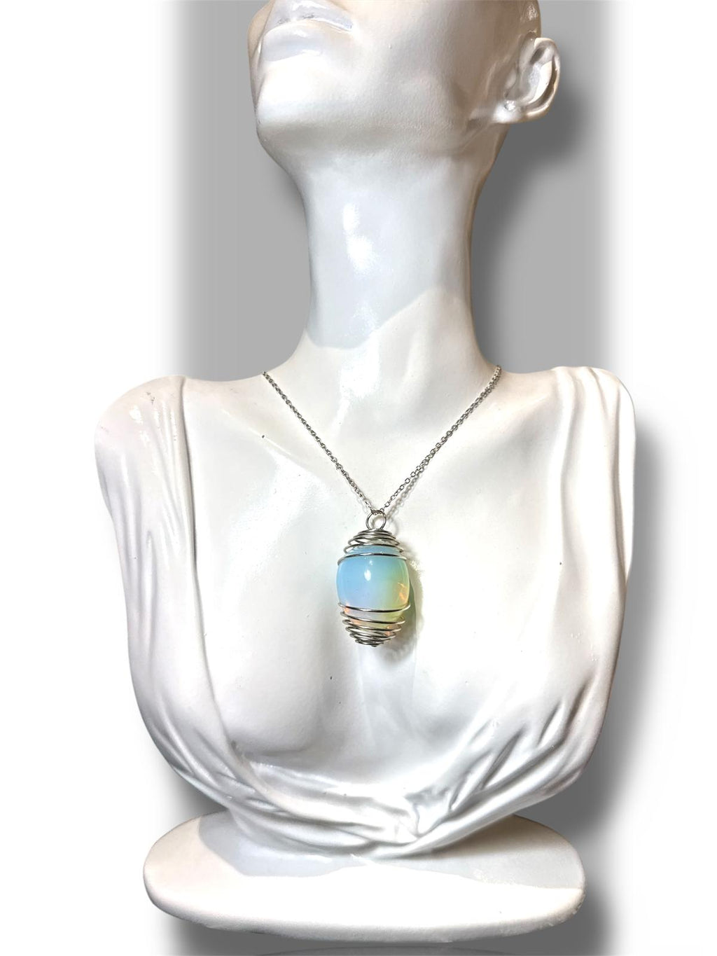 Collana Gabbia in Acciaio Inox 45 cm con Opalite