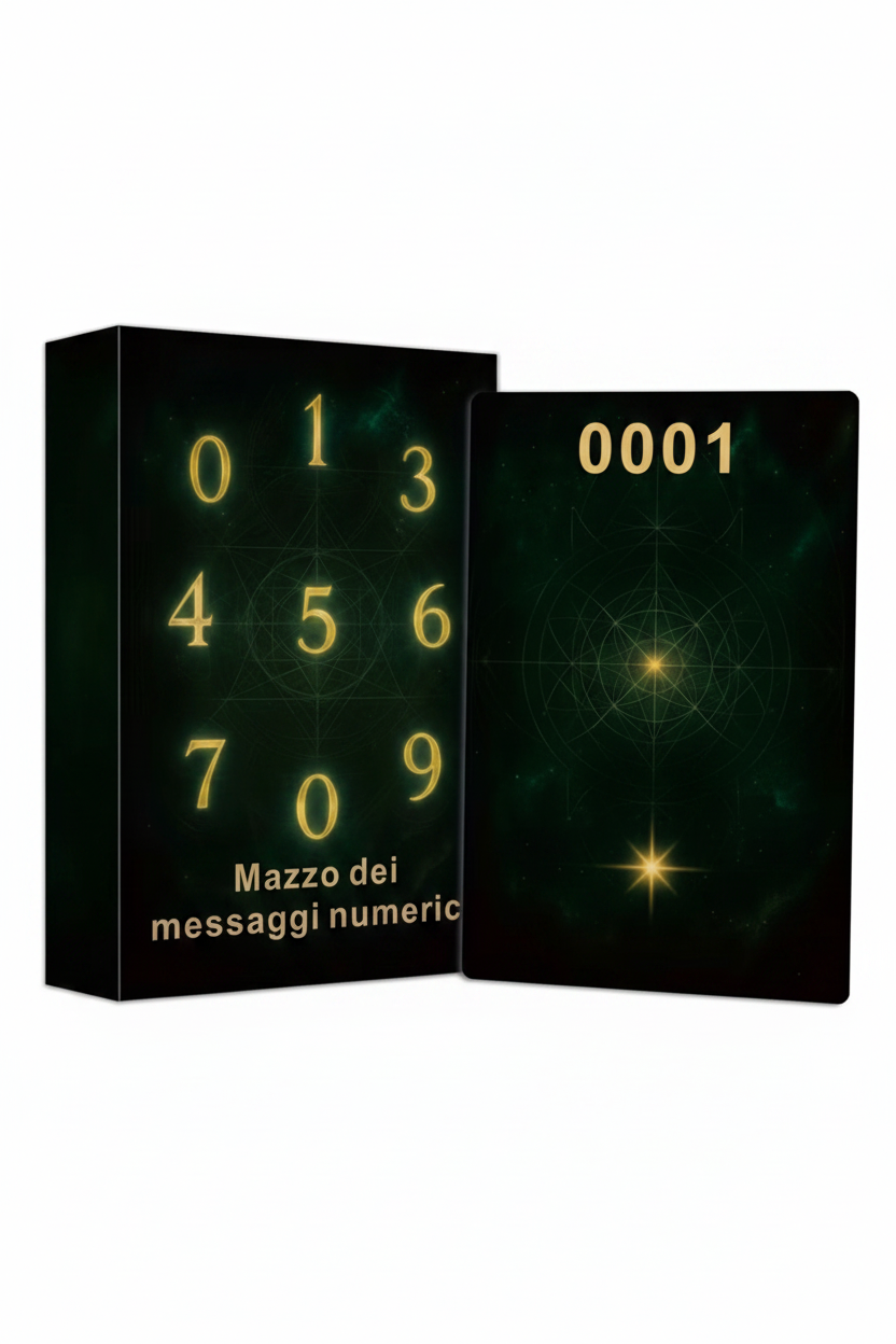 Mazzo Messaggi Numerici - sfondo bianco studio scatola e carta