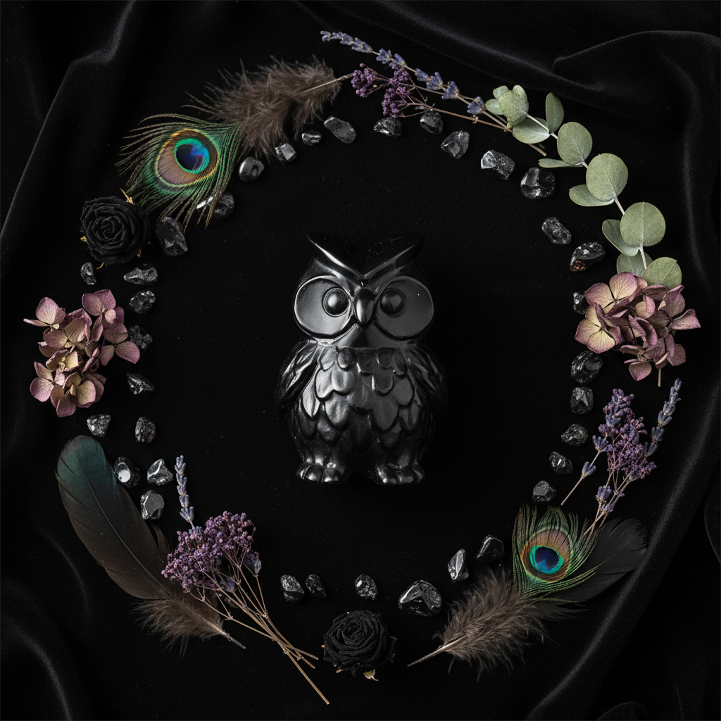 Gufo Ossidiana Nera flat lay velluto nero