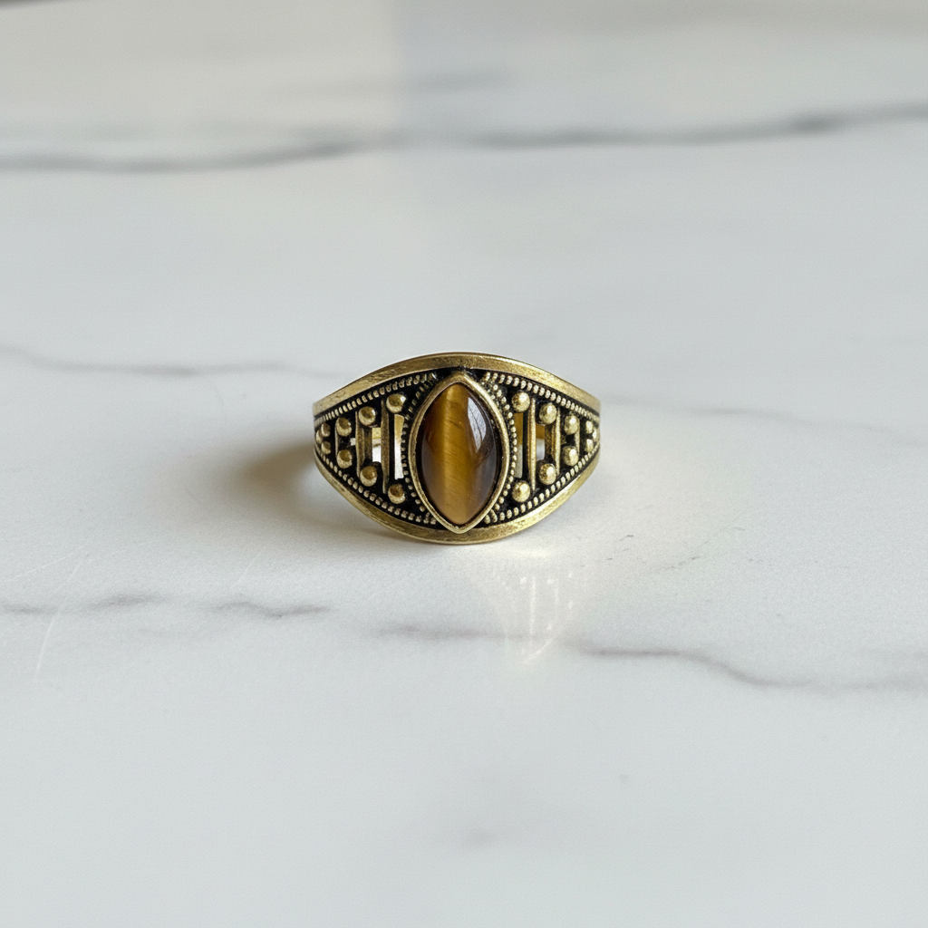 Anello Etnico Gold - Occhio di Tigre
