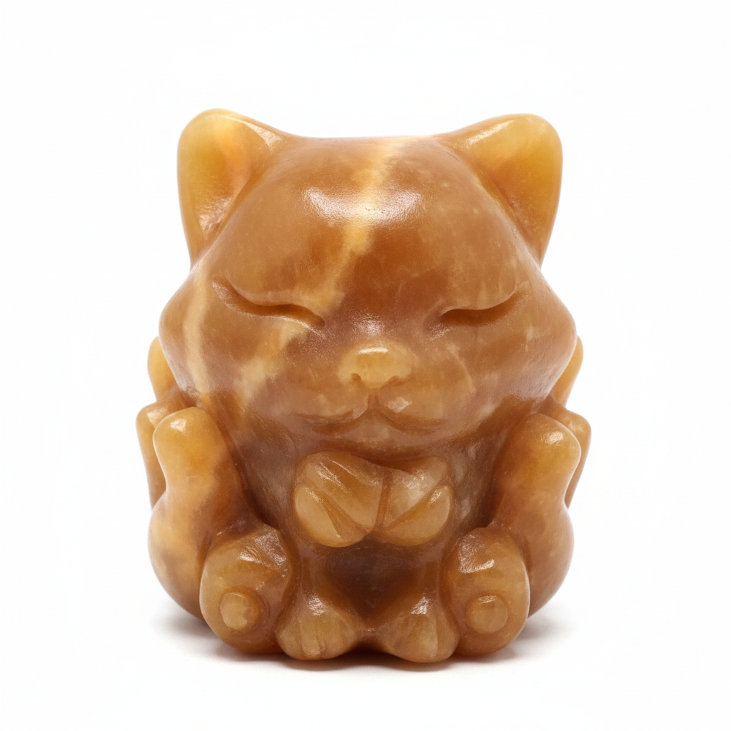 Kitsune Calcite Gialla - macro viso sfondo bianco