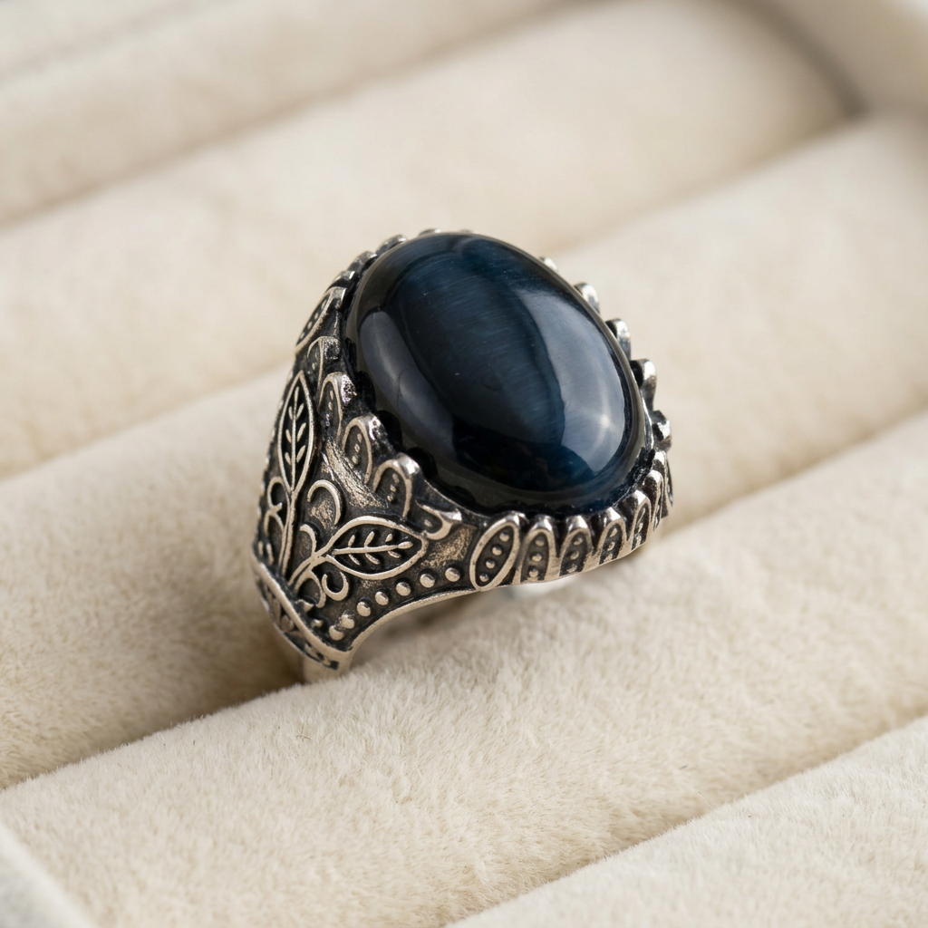 Dettaglio occhio di tigre blu anello 310