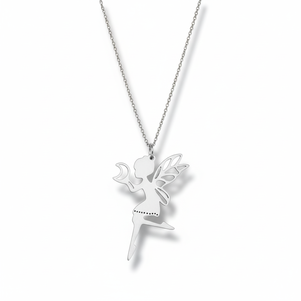 Collana Fata con Luna - variante silver sfondo bianco