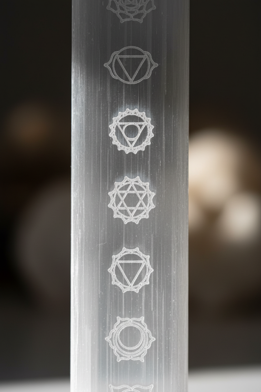 Lastra Selenite Chakra - Macro Close-up