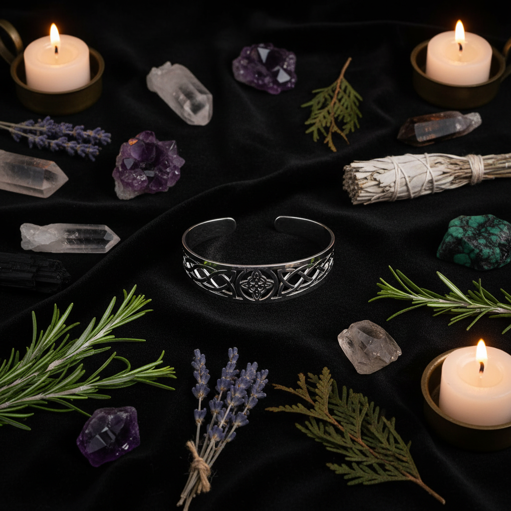 Bracciale Nodo della Strega flat lay esoterico
