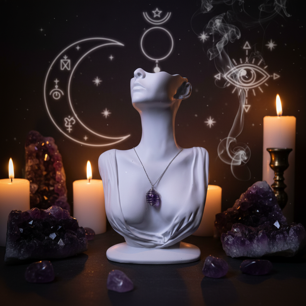 Collana Gabbia Ametista atmosfera lunare