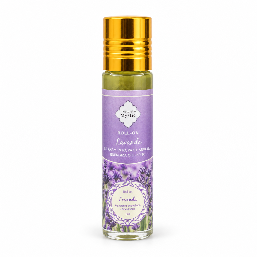 Roll-on alla lavanda su fondo bianco