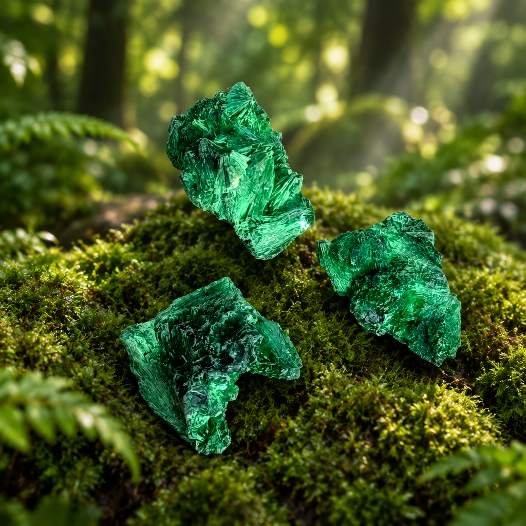 Malachite fibrosa su bosco