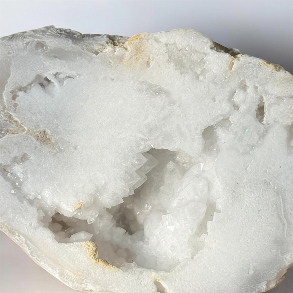 Geode di Quarzo Ialino close-up punte scintillanti