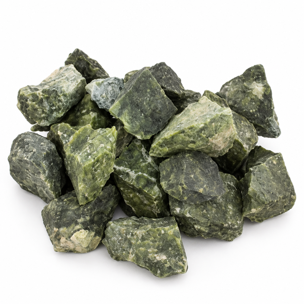 Giada verde Xiuan grezza su bianco