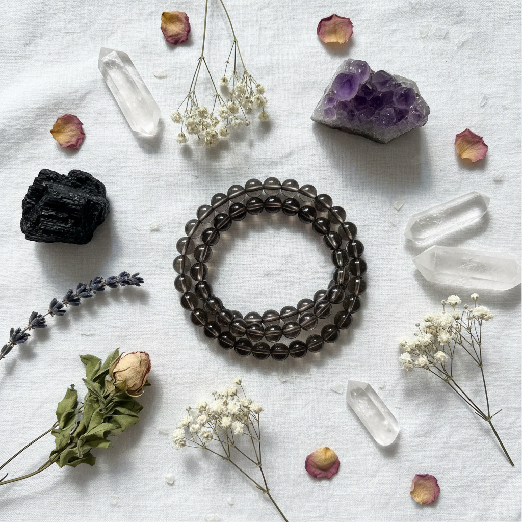 Bracciale Quarzo Fumé - Flat lay editoriale