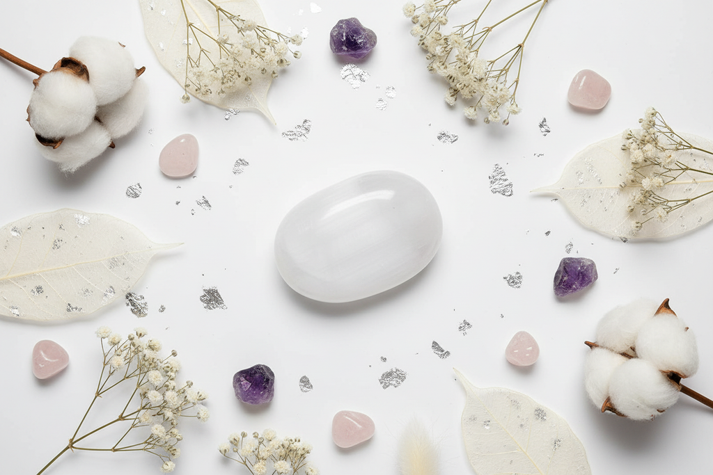 Palmstone in Selenite - Flat lay