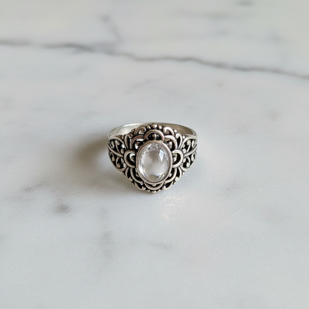 Anello Floreale Silver - Cristallo di Rocca