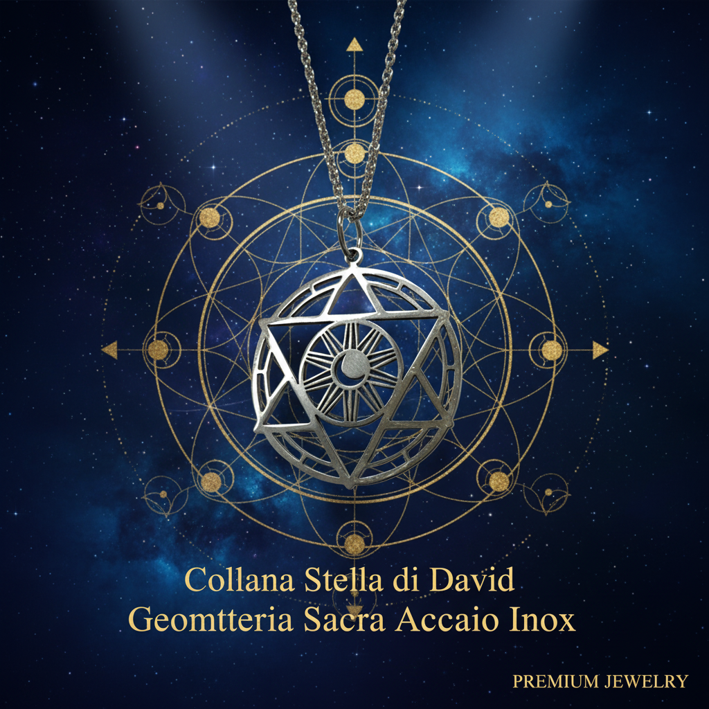 Collana Stella di David - sfondo cosmico geometrico