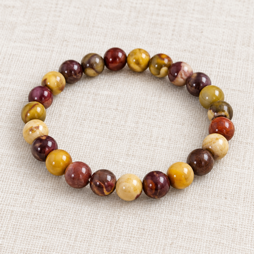 Bracciale in mookaite su lino