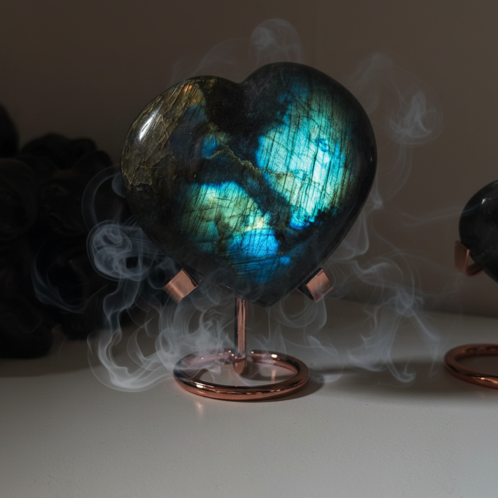 Cuore in Labradorite con fumo mistico