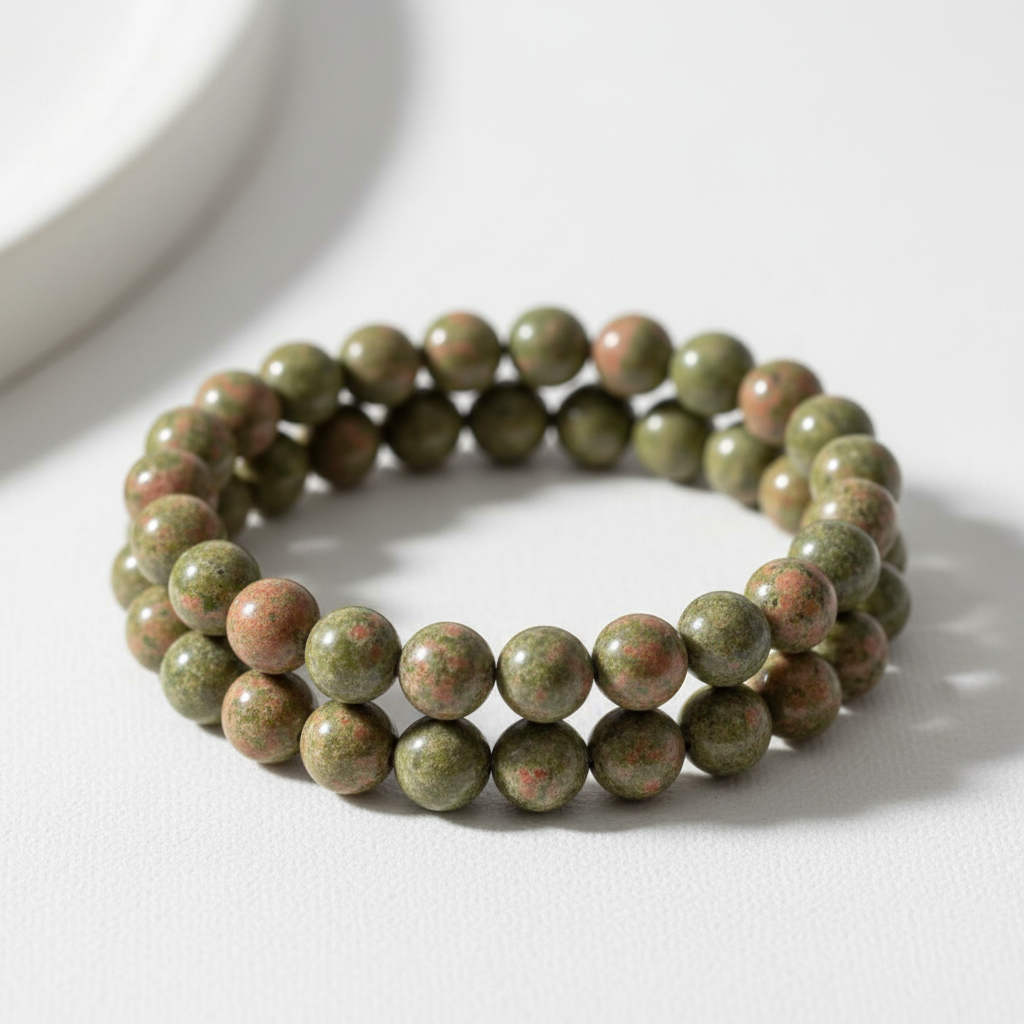 Bracciale Unakite 8mm - shot editoriale