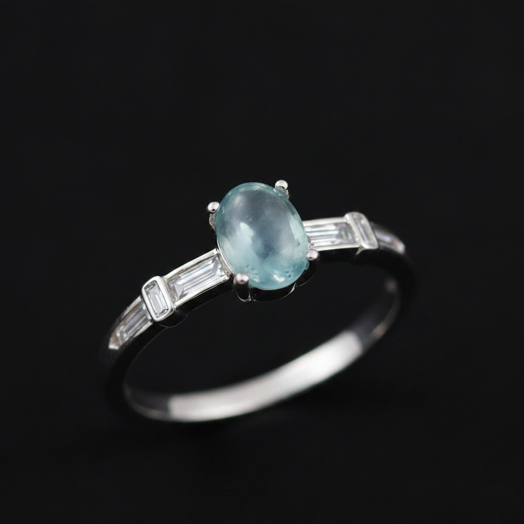 Anello acquamarina macro close-up